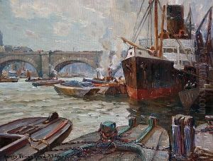 The Busy Thames At London Bridge by James Townshend