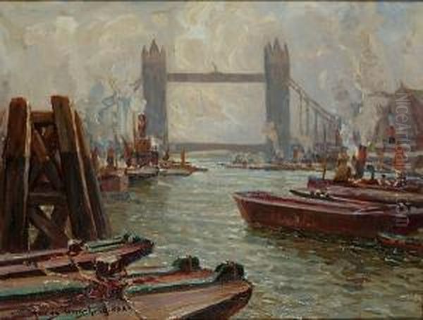'london - The Tower Bridge'; And 'the Busy Thames, London Bridge' - view 1