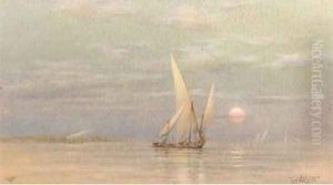 Feluccas on the Nile at dusk