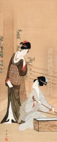 Two Geisha Preparing For A Concert - view 1