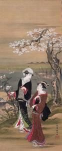 Beauties And Cherry Blossoms At Gotenyama by Utagawa Toyohiro