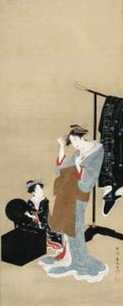 Courtesan At Her Toilette
Signed Utagawa Toyoharu Ga, Sealed Ichiryusai And Utagawa - view 1