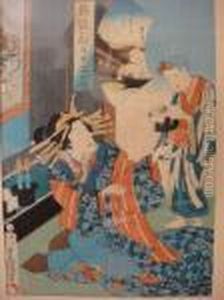 Deux Oban Tate-e Representant Des Portraits De Jeunes Femmes by Utagawa Toyokuni Iii