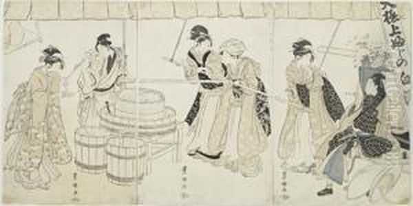 Customers In The Forecourt Of A Shirozake Shop - view 1