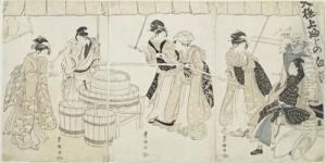 Customers In The Forecourt Of A Shirozake Shop