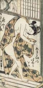 Slipping Out Of A Robe At The Bath by Ishikawa Shuha Toyonobu