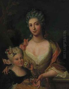 Portrait of a lady, half-length, in a yellow dress with flowers
