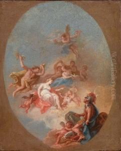 Marte Accolto In Cielo Da Venere, Mercurio E Altre Divinita by Giulio Traballesi