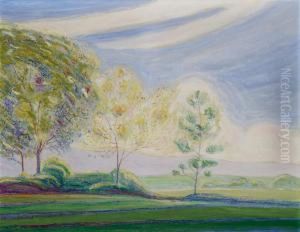Traumlandschaft Mit Baumgruppe by Albert Trachsel
