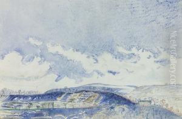 Hugelige Landschaft Unter Weitem Himmel. - view 1