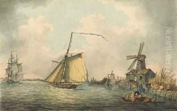 An armed cutter running up the estuary - view 1
