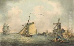 An armed cutter running up the estuary