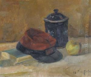 Stillleben Mit Soldatenmutze Und Apfel by Friedrich Eduard Traffelet