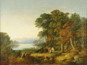Summer Landscape With Travellers On A Country Path by William Traies