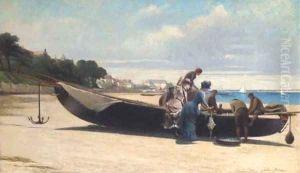 Elegantes a l'arrivee des pecheurs dans la Baie Arcachon