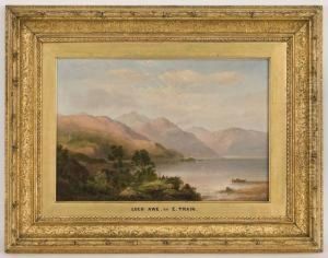 Depicting Figures In A Ighland Landscape by Edward Train