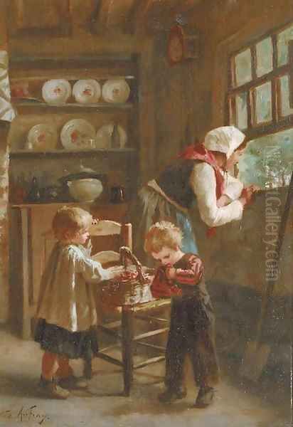 A basket of cherries - view 1