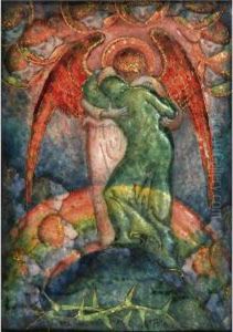 'the Mountain Top': A Small Arts And Crafts Enamel by Phoebe Ann Traquair