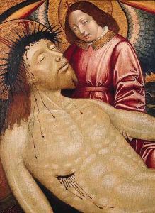 An angel supporting the dead Christ - a fragment by School Of Avignon