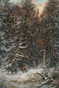 Verschneiter Winterwald by Wilhelm Carl F. Trautschold
