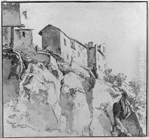 Italianate Houses on a Cliff by Jan Asselyn