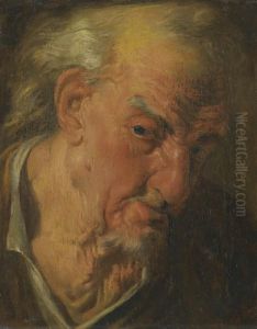 A Head Study Of A Bearded Old Man Looking Left by Gaspare Traversi
