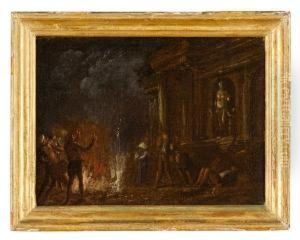 Notturno Con Figure Attorno Ad Un Fuoco by Antonio Travi Il Sordo Di Sestri