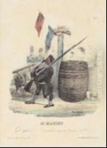 "ben Saldo Sulle Gambe!...al Proprio Posto, Tuoni E Fulmini" (serie: "les Faceties De Mr. Mayeux") by Charles Joseph Travies de Villiers