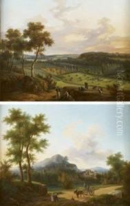 Paysage Avec Moissonneurs by Jules Trayer
