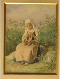 La Jeune Tricoteuse by Jules Trayer