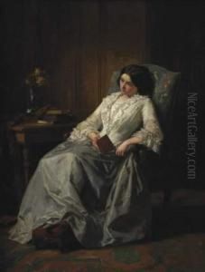 Portrait De Jeune Femme Au Livre by Jules Trayer