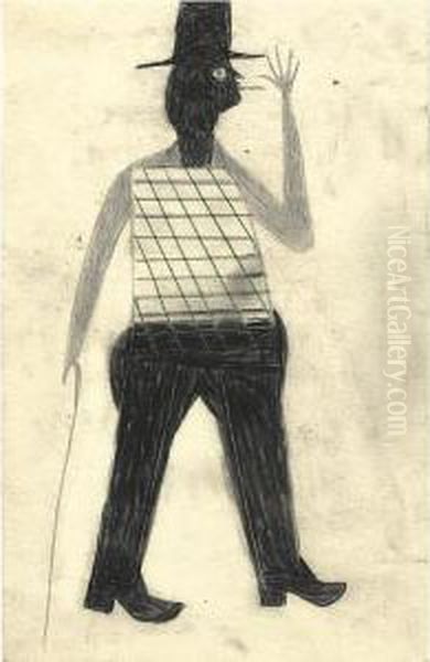 Man With Checked Shirt And Cane - view 1