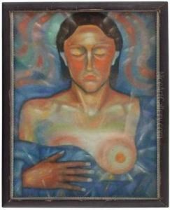 Frau Mit Entbloster Brust by Anton Josef D'Antios Trcka