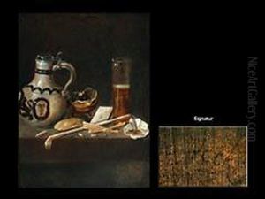 Stilleben Mit Bierglas, Krug Und Tabakutensilien by Jan Jansz. Treck