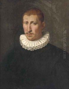 Portrait of a gentleman, bust-length, in a black doublet and a white ruff by Sofonisba Anguisciola