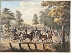 Horse And Carriage Scene by Joseph Trentsensky