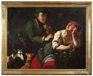 A Young Hunter Teases A Sleeping Maid With An Ear