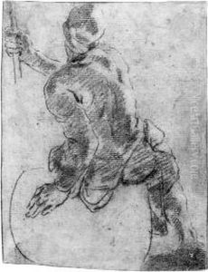 A Man Lifting A Barrel (recto); A Draped Nude Sitting On A Barrel,holding A Rope (verso) by Angelo Trevisani