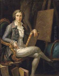 Portrait of a gentleman artist by Jacques-Andre-Joseph Aved