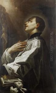 Saint Luigi Gonzaga Meditating On The Crucifix