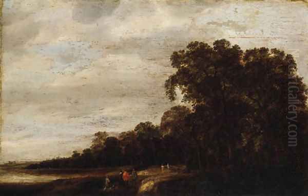 A wooded Landscape with Huntsmen resting on a Track - view 1