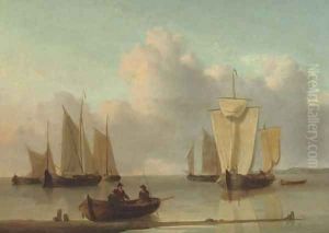 Dutch barges drying their sails offshore