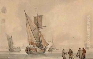 Fishermen sorting their catch on the foreshore