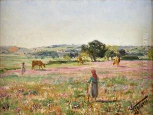 Paisagem Com Vacas E Figuras by Falcao Trigoso