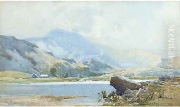 Figures and fishing vessels on the beach at low tide - view 1