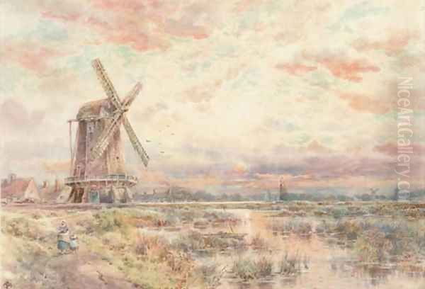 A windmill on the Fens at dusk - view 1