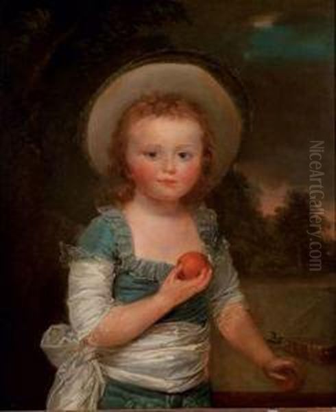 Portrait D'un Enfant Tenant Des Fruits - view 1