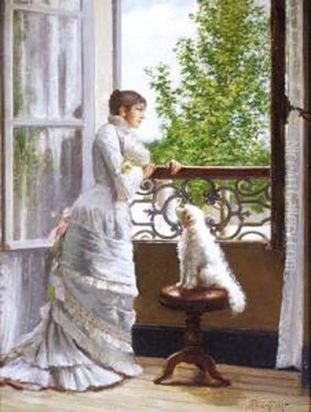 Giovanetta Al Balcone Con Cane - view 1