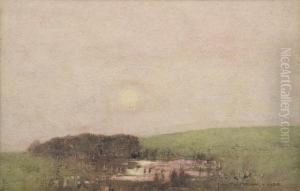 Lagoon At Sunset by John William Tristram
