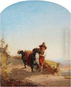 Boy With Dog, Motif From The Roman Capagnan by Gustaf Uno Troili